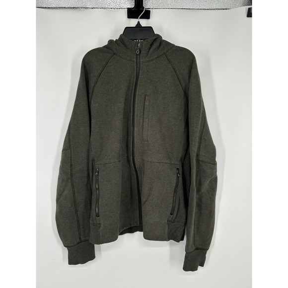 Lululemon Best Coast Hoodie Jacket Full Zip Up Heathered Gator Green Mens Medium - Picture 1 of 7